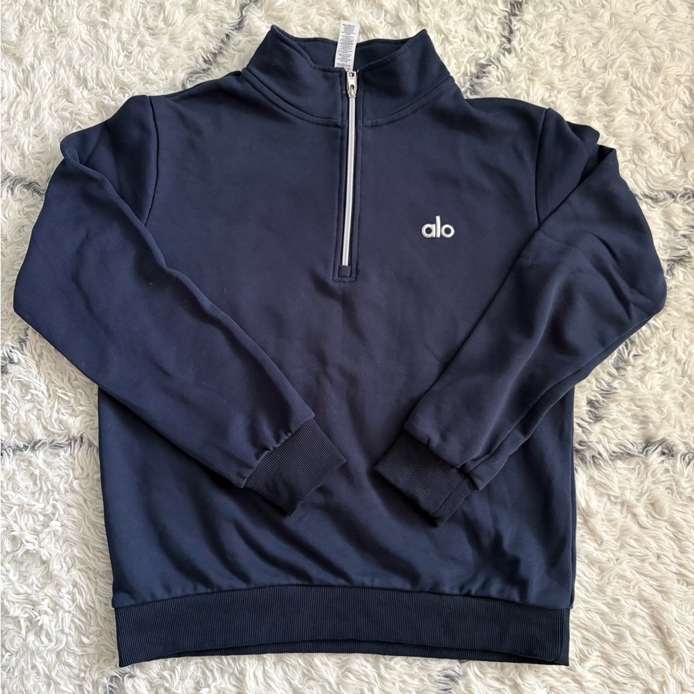 ALO Yoga women’s accolade navy 1/4 Zip-Up Sweatshirt